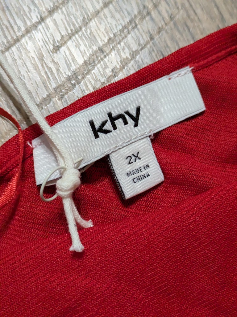Nwt Khy Kylie Jenner Mesh One Shoulder Top Red Aurr Asymmetric Plus Size 2x New — image 3 of 8